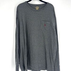 Polo Ralph Lauren Men’s Classic Fit Gray Long Sleeve Shirt Logo on Chest Side XL